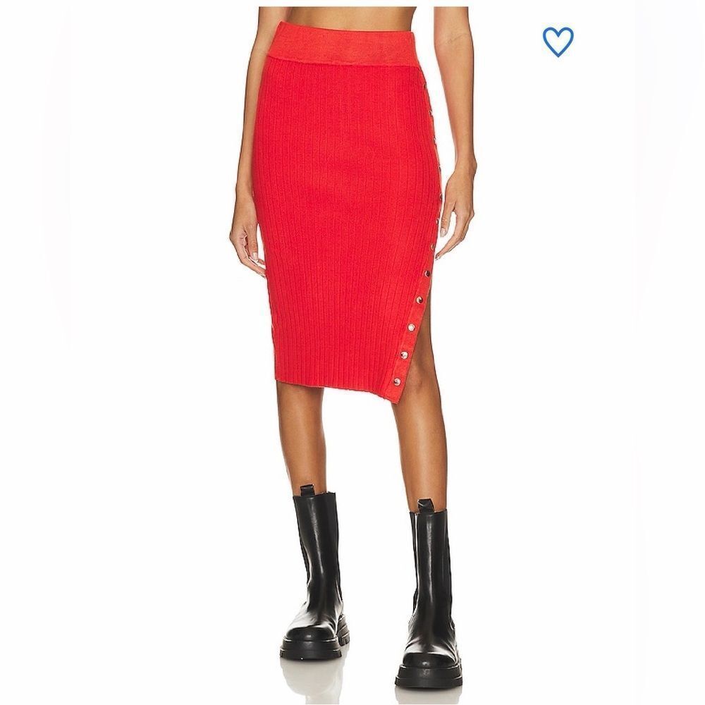 Superdown Brand Elegant Red Button-Down Knee Skirt M